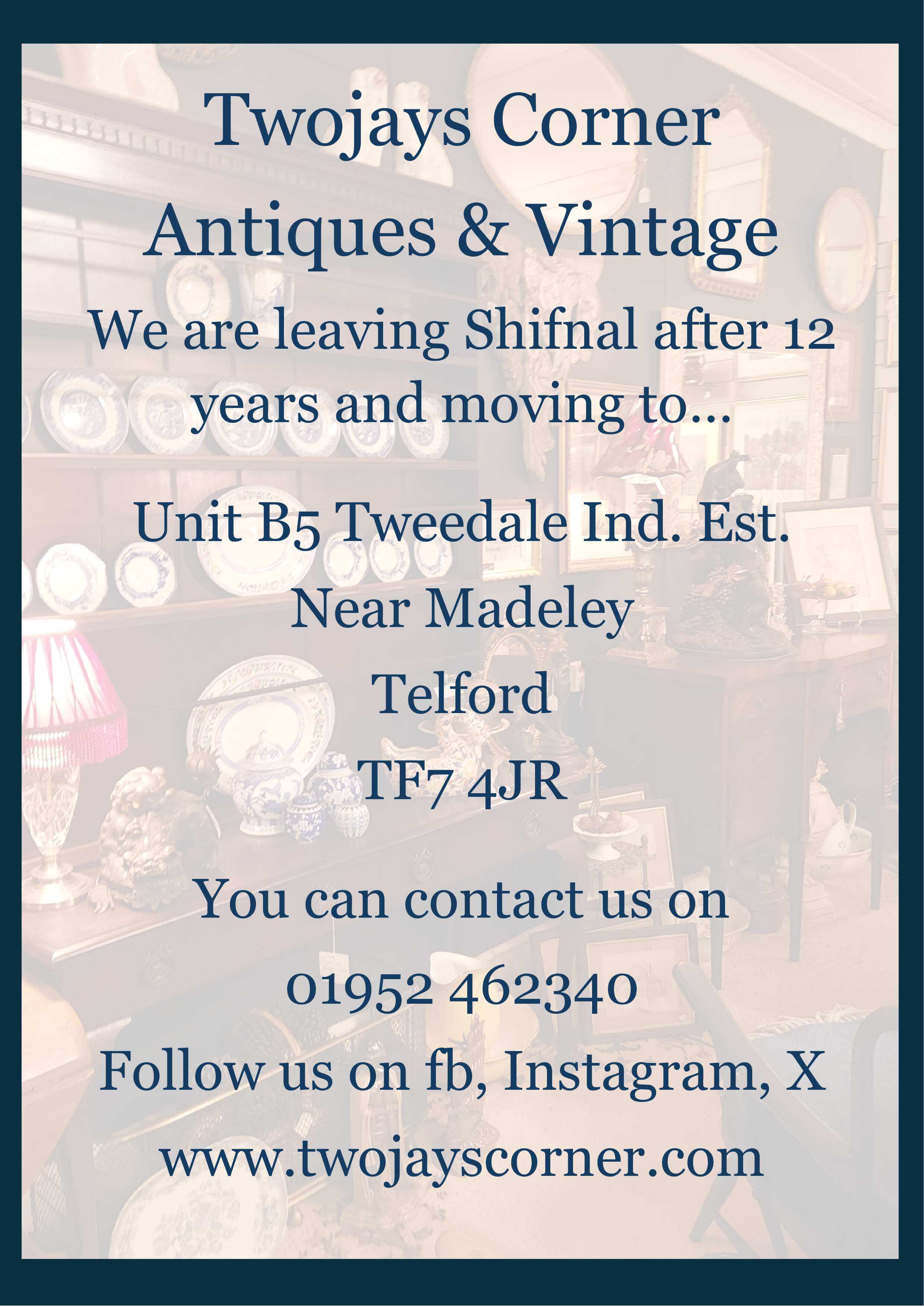 We are moving to Unit B5
                                TF7 4JR