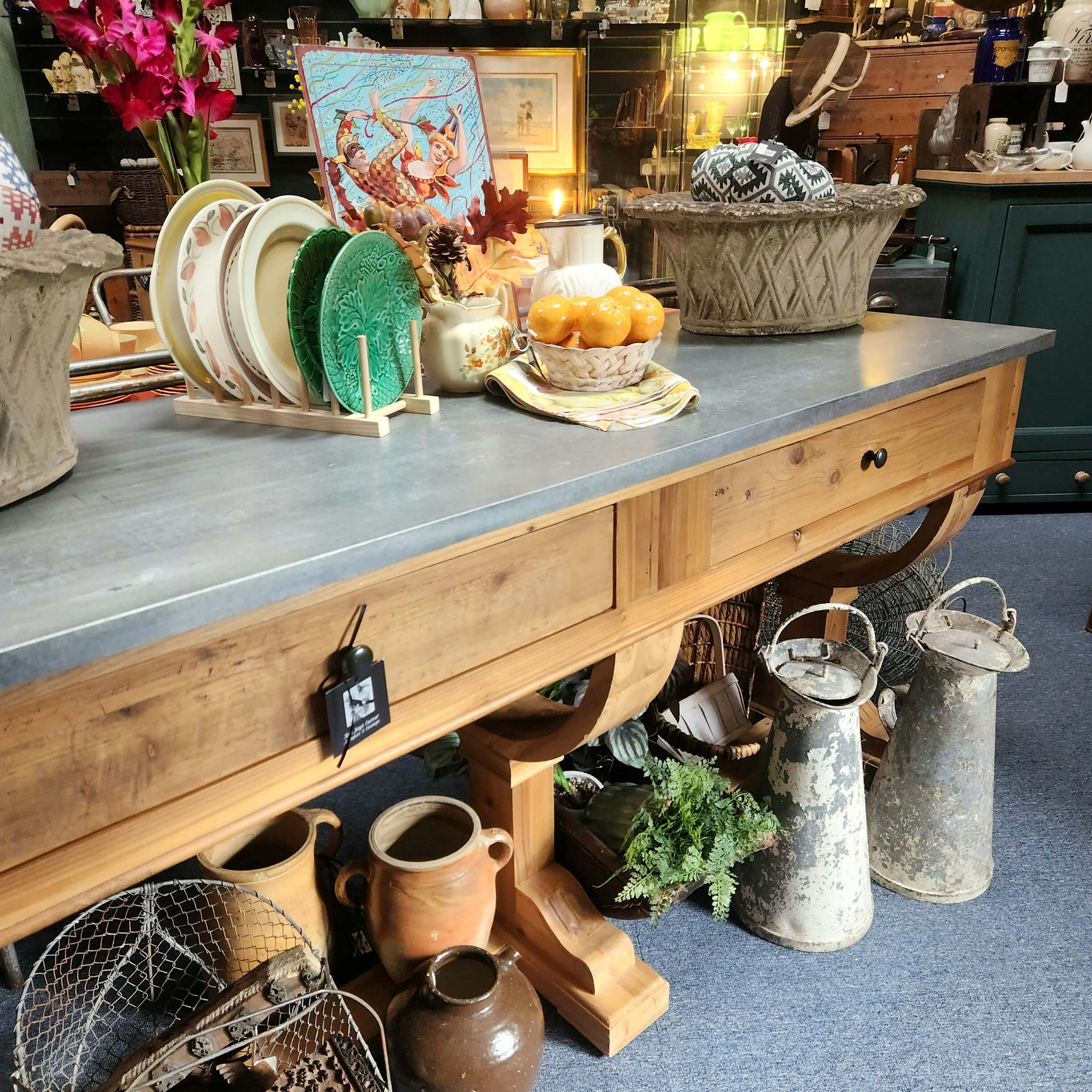 Kitchen table with jars on top